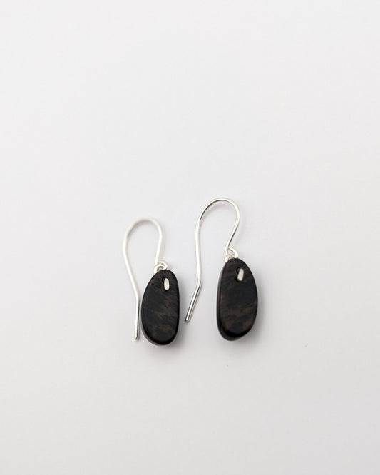 Mahogany Obsidian Bean Earrings