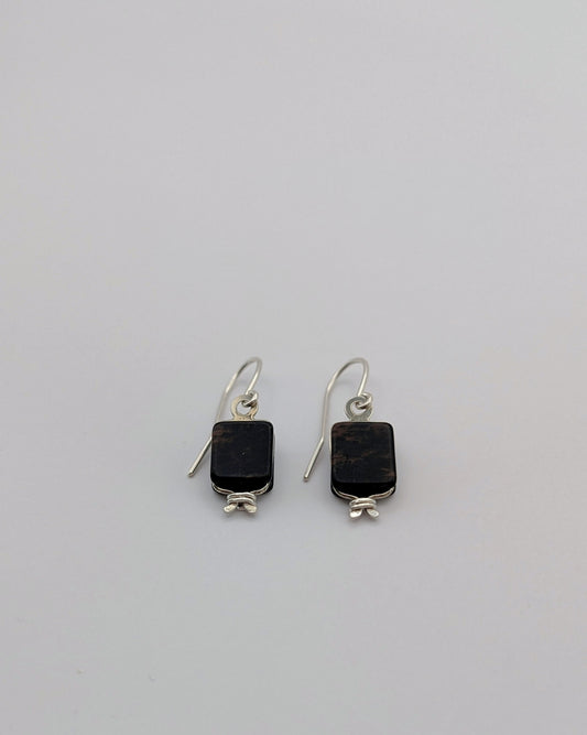 Mahogany Obsidian Mini Lava Bar Earrings