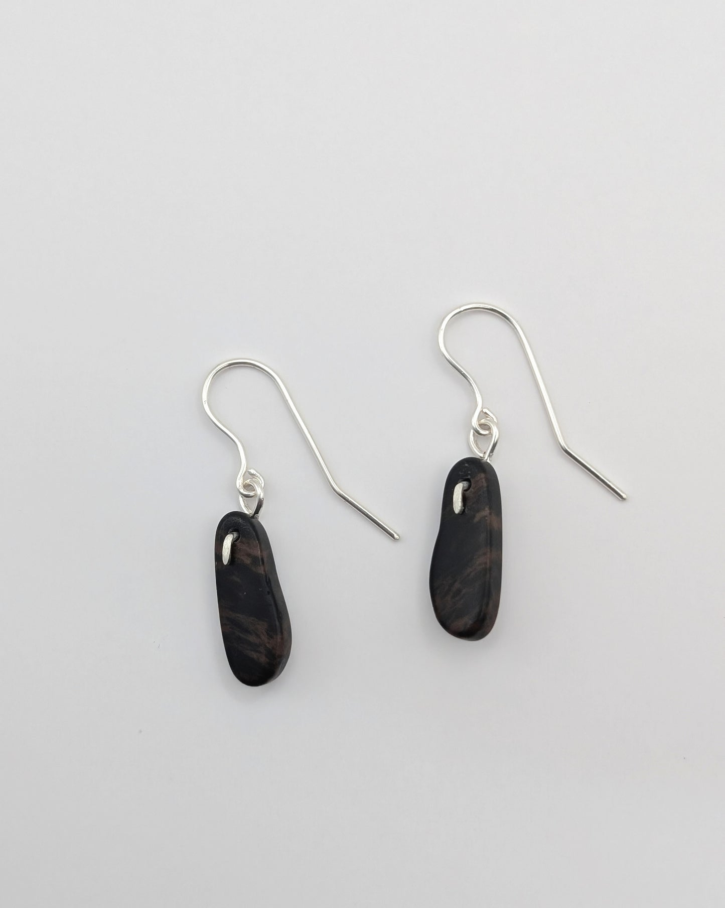 Mahogany Obsidian Wire Bean Drop Earrings