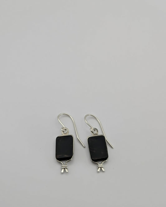 Mahogany Obsidian Lava Bar Earrings