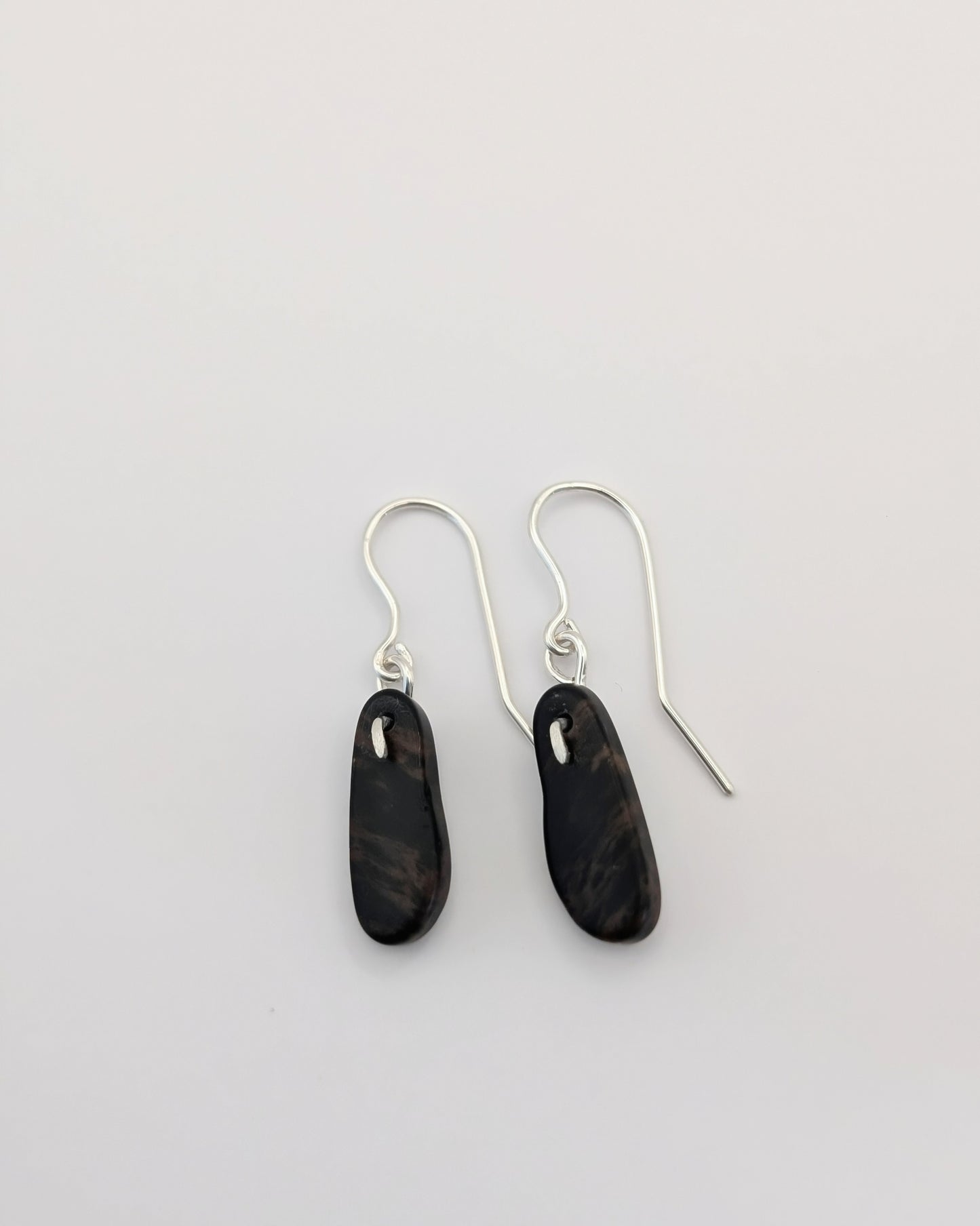 Mahogany Obsidian Wire Bean Drop Earrings